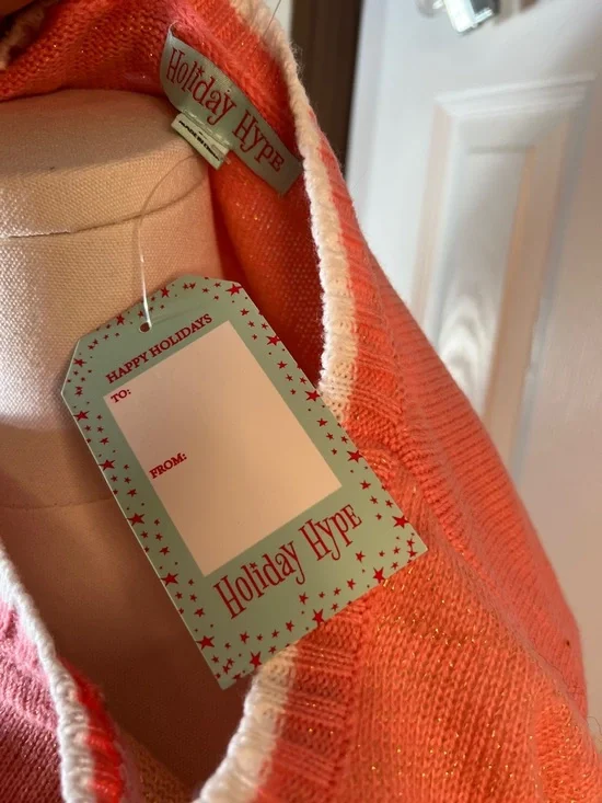 Women's Pink Fox Crewneck Sweater with Pom Accent - Picture 3 of 9